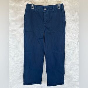 FREE PEOPLE BLUE BOYFRIEND CHINOS 100% COTTON CUFFED ROLLED HEM NWOT